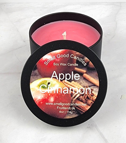 Apple Cinnamon 4oz Tin Scented Soy Wax Candle