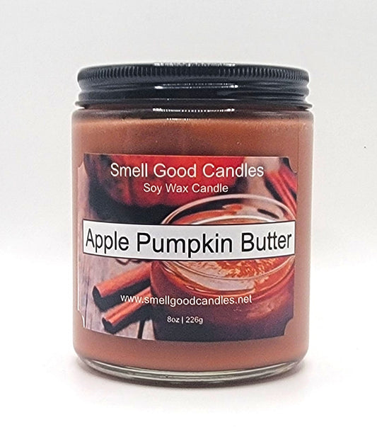 Apple Pumpkin Butter 8oz Jar Scented Soy Wax Candle - Front