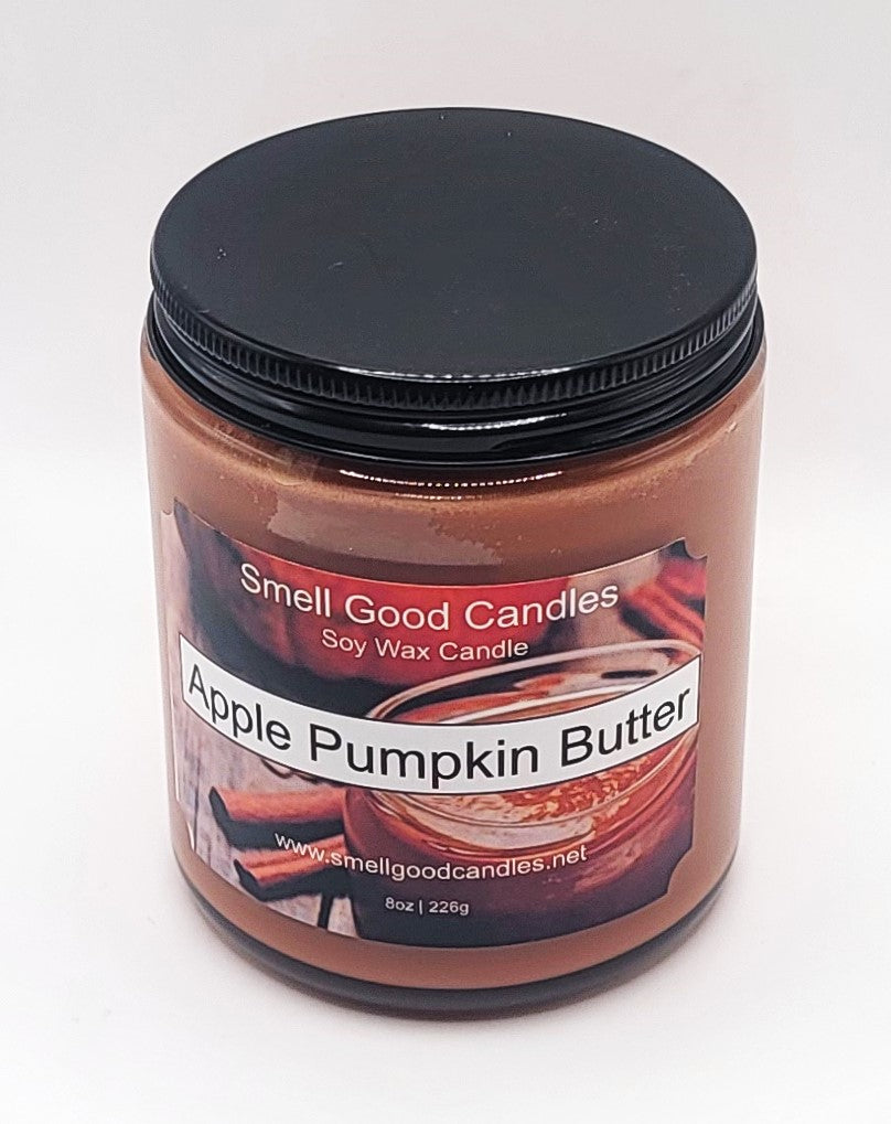 Apple Pumpkin Butter 8oz Jar Scented Soy Wax Candle - Top Closed