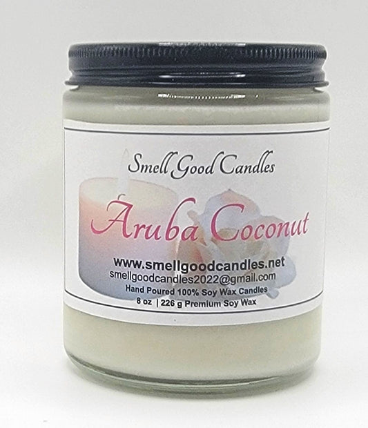 Aruba Coconut 8oz Jar Scented Soy Wax Candle - Front