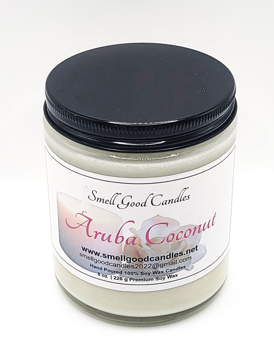 Aruba Coconut 8oz Jar Scented Soy Wax Candle - Top Closed