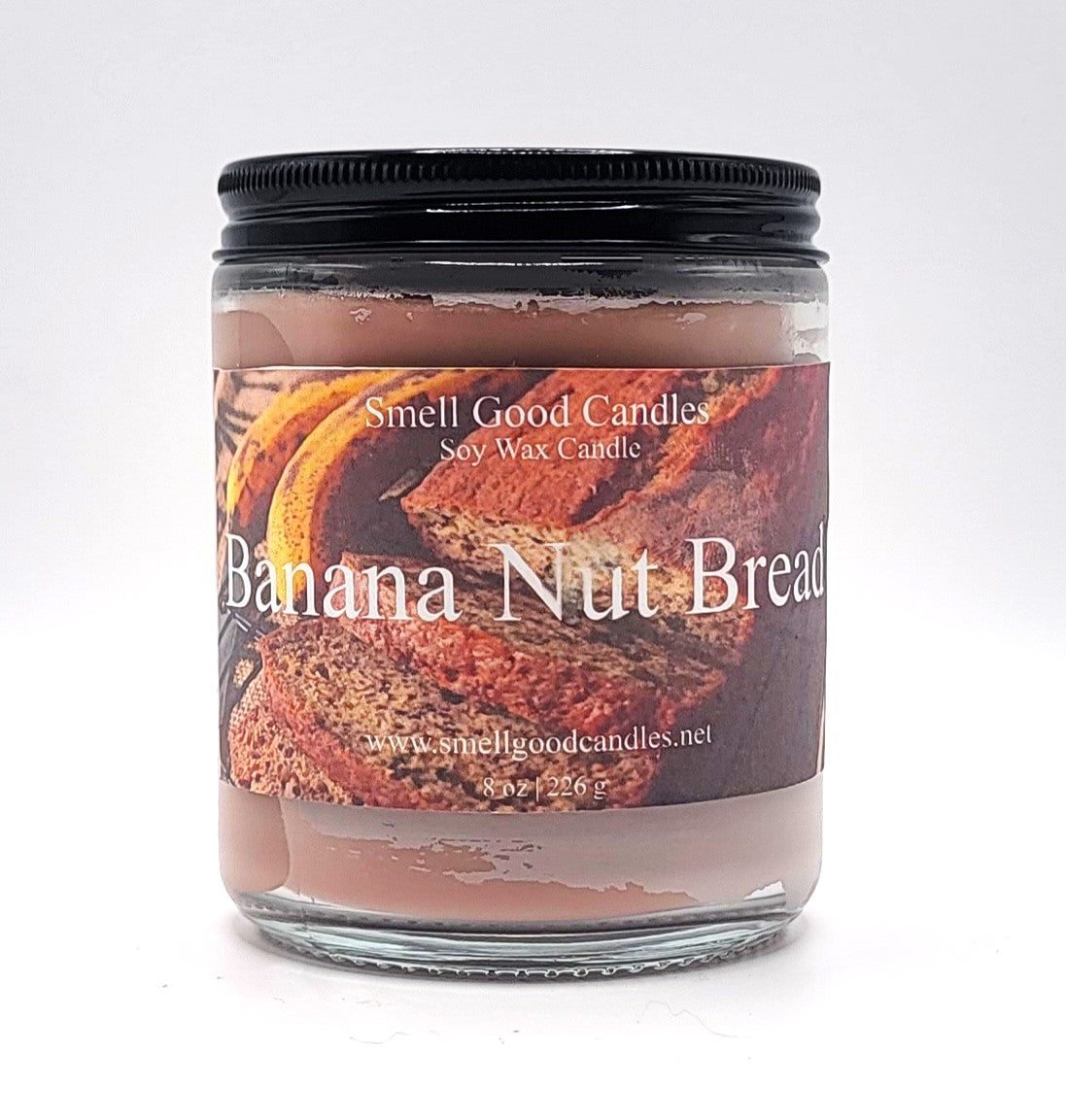 Banana Nut Bread 8oz Jar Scented Soy Wax Candle - Front