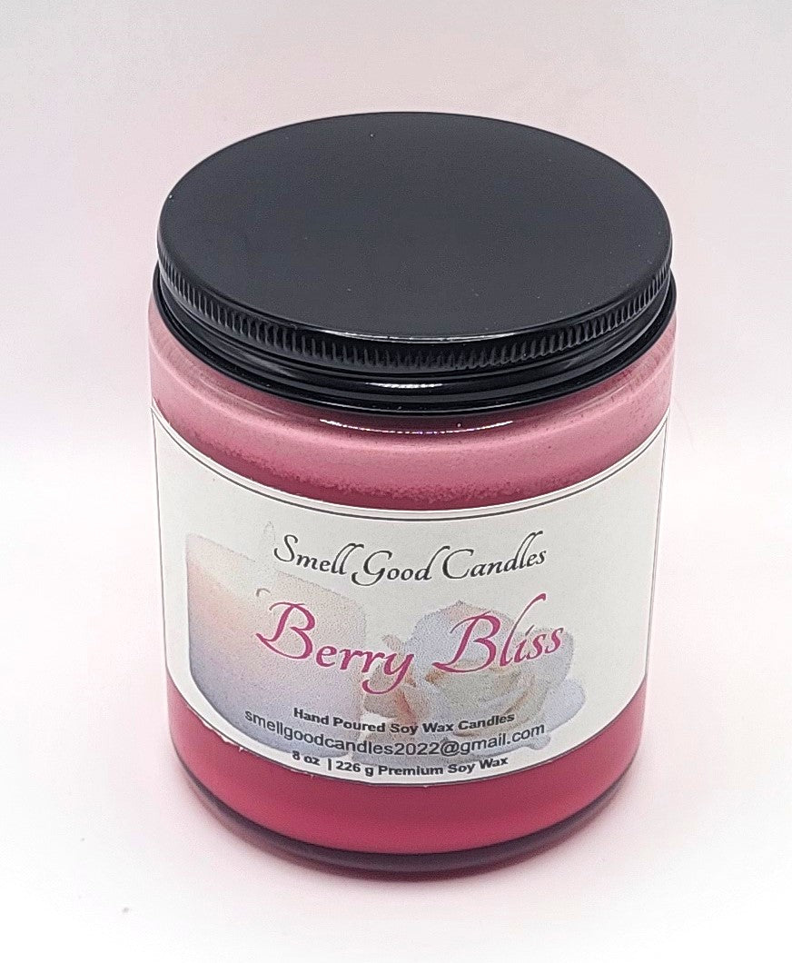 Berry Bliss 8oz Jar Scented Soy Wax Candle - Top Closed