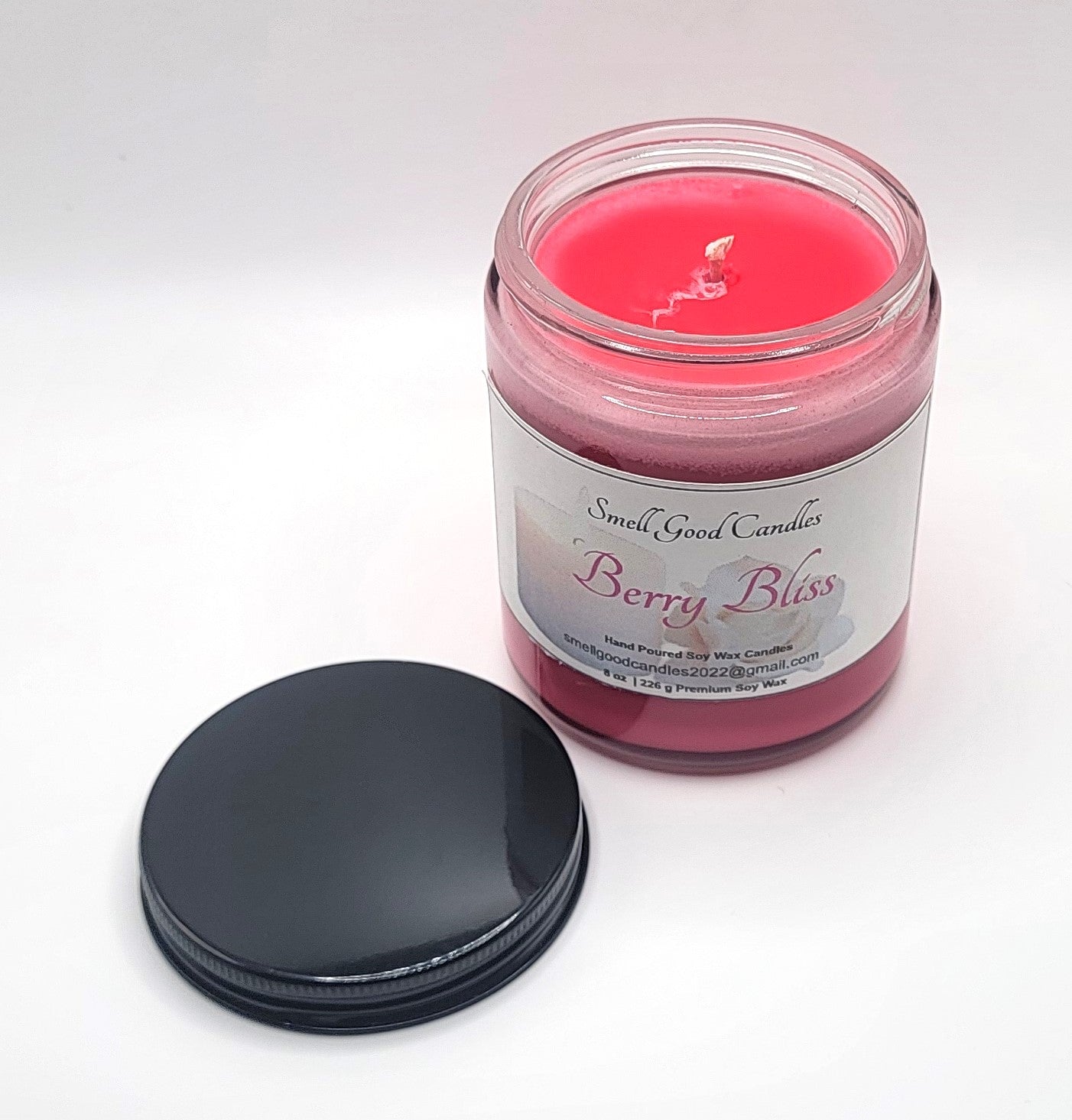 Berry Bliss 8oz Jar Scented Soy Wax Candle - Top Open