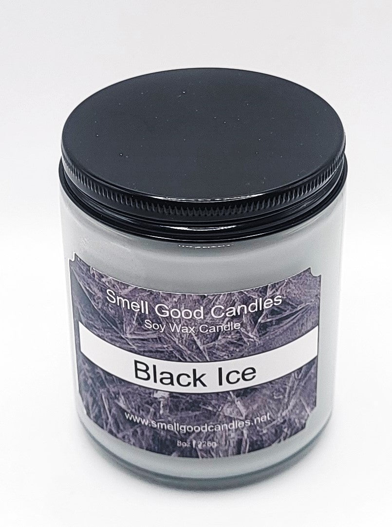 Black Ice 8oz Jar Scented Soy Wax Candle - Top Closed