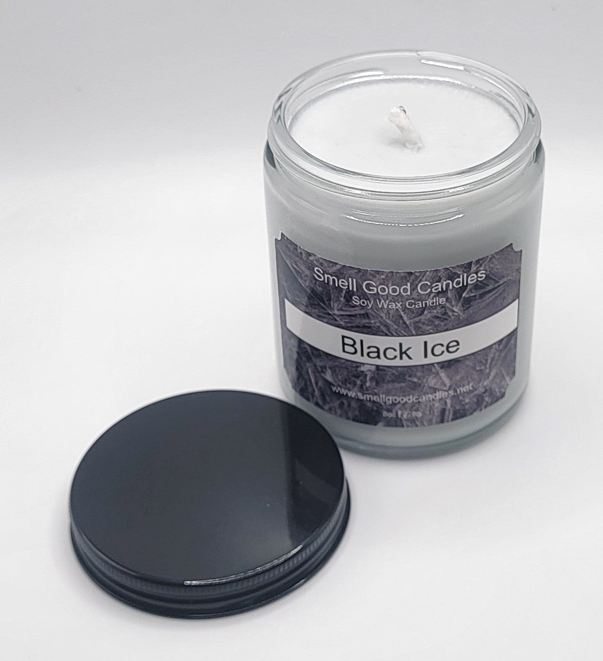 Black Ice 8oz Jar Scented Soy Wax Candle - Top Open