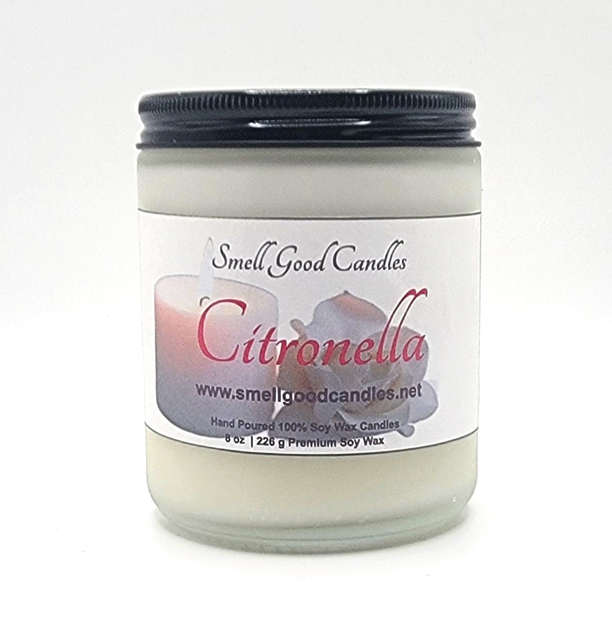 Citronella 8oz Jar Scented Soy Wax Candle - Front