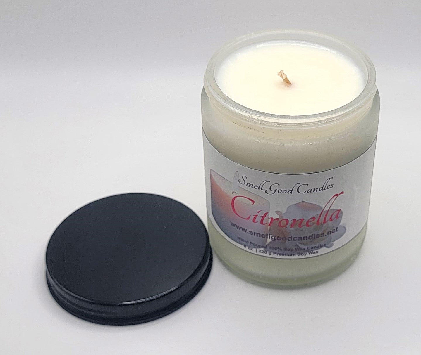 Citronella 8oz Jar Scented Soy Wax Candle - Top Open