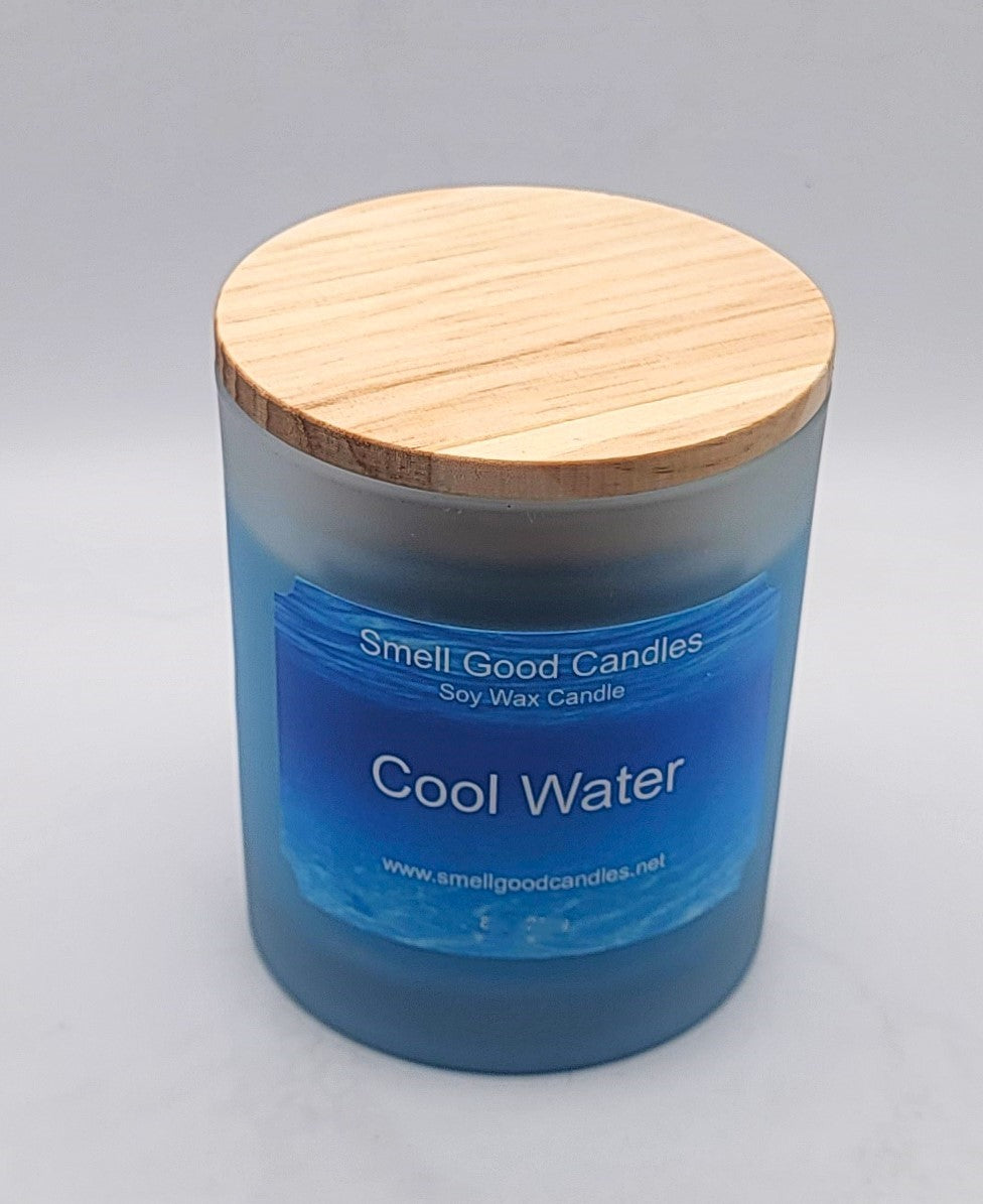 Cool Water 10oz Scented Soy Wax Candle - Top Closed