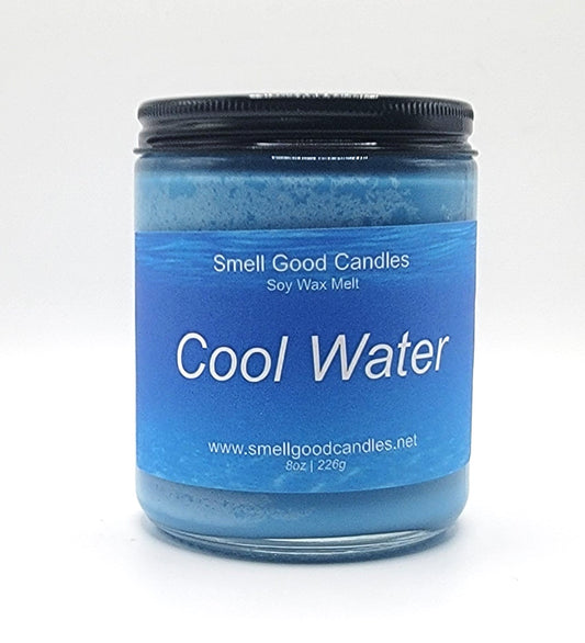 Cool Water 8oz Jar Scented Soy Wax Candle - Front