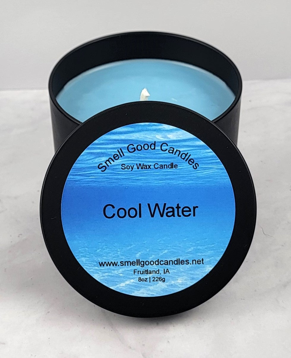 Cool Water 8oz Tin Scented Soy Wax Candle