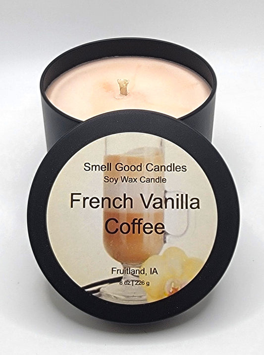 French Vanilla Coffee 8oz Tin Scented Soy Wax Candle