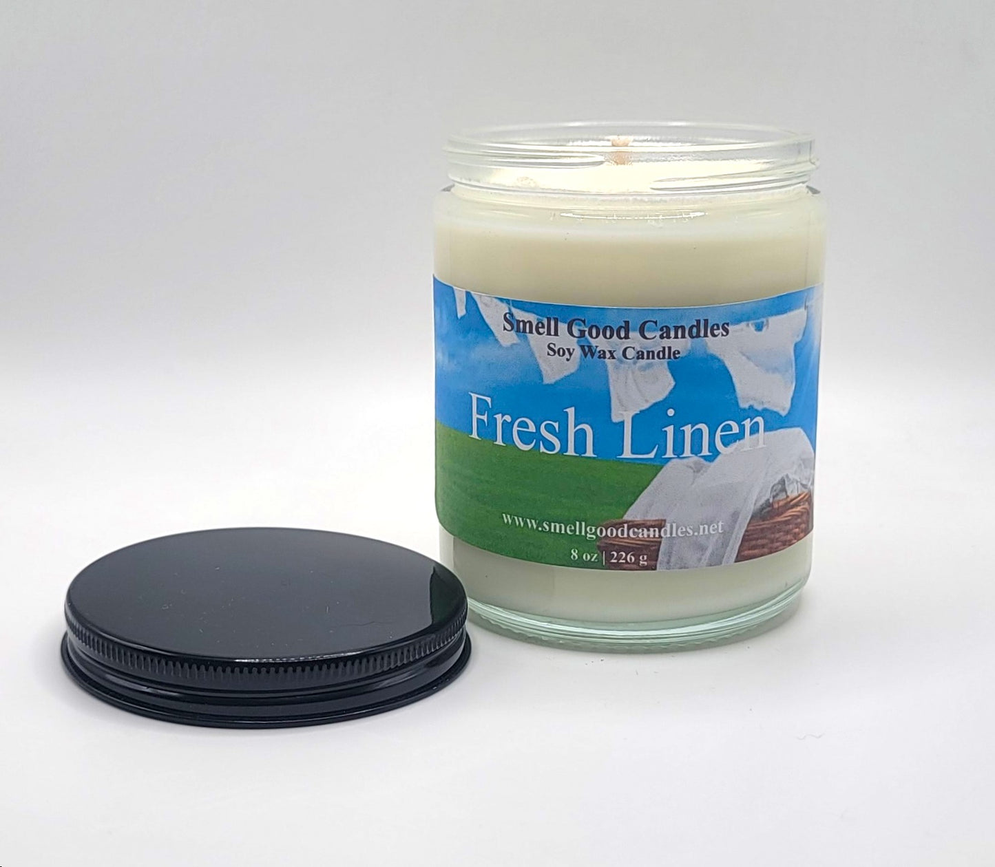 Fresh Linen 8oz Jar Scented Soy Wax Candle