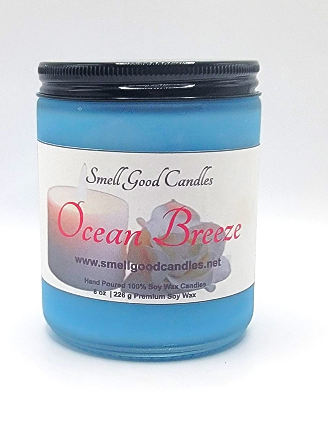 Ocean Breeze 8oz Jar Scented Soy Wax Candle - Front closed