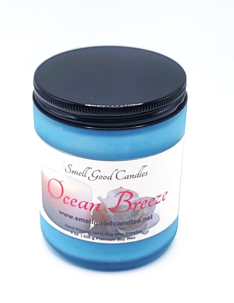 Ocean Breeze 8oz Jar Scented Soy Wax Candle - Top closed