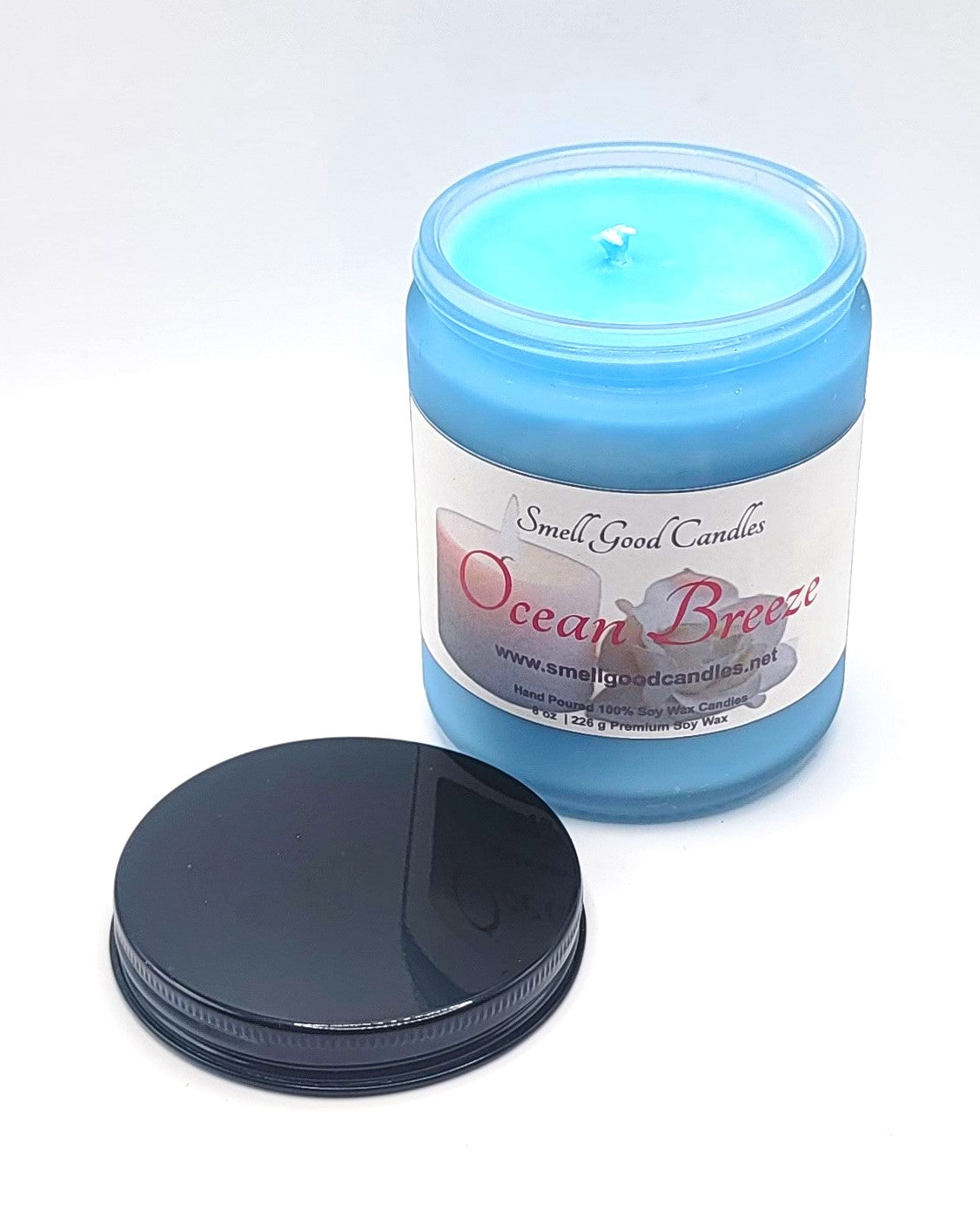 Ocean Breeze 8oz Jar Scented Soy Wax Candle - Top open