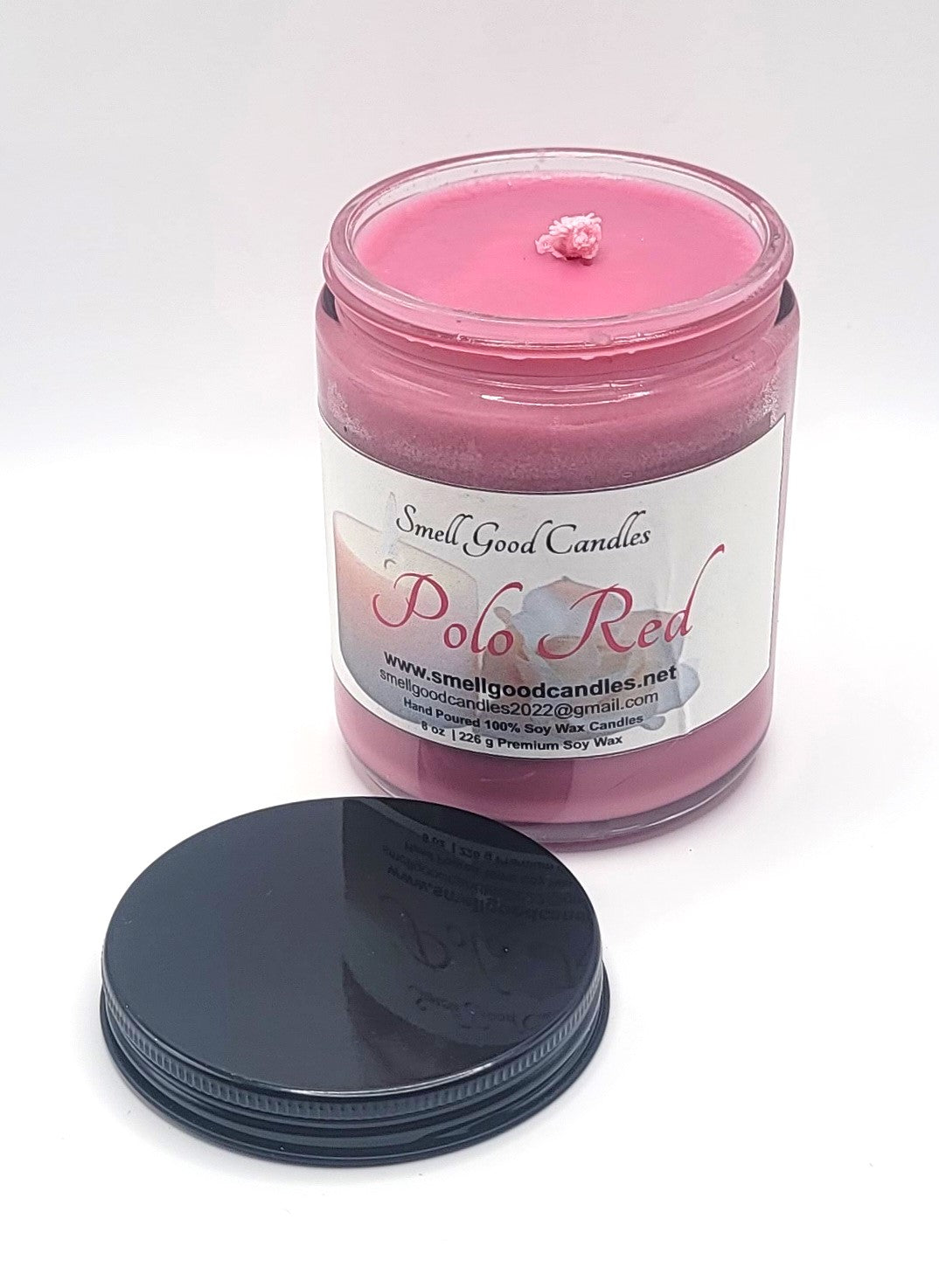 Polo Red 8oz Jar Scented Soy Wax Candle - Top open