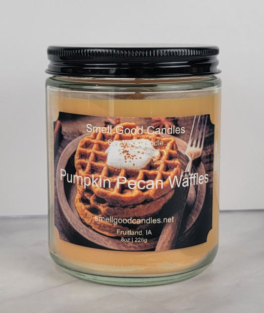 Pumpkin Pecan Waffles 8oz Jar Scented Soy Wax Candle