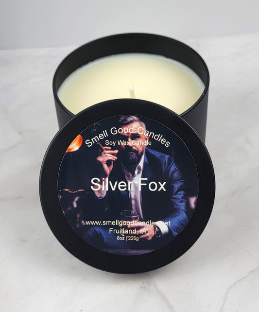 Silver Fox 8oz Tin Scented Soy Wax Candle