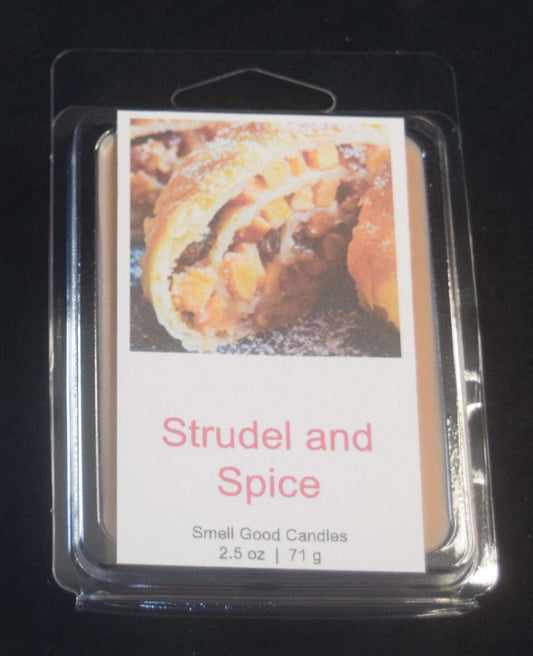 Gourmand fans delight in this favored fragrance. Strudel and Spice bottles Apple Strudel (Apfelstrudel), a delicious Austrian dessert filled with spiced apples and raisins wrapped in a flakey, butter crust. Fill homes with warm bakery notes of cinnamon and ginger mixed with sugared apples, raisins, and almonds. This scent is finished with base notes of baking pie crust, vanilla, and spices as a delicious final flourish.